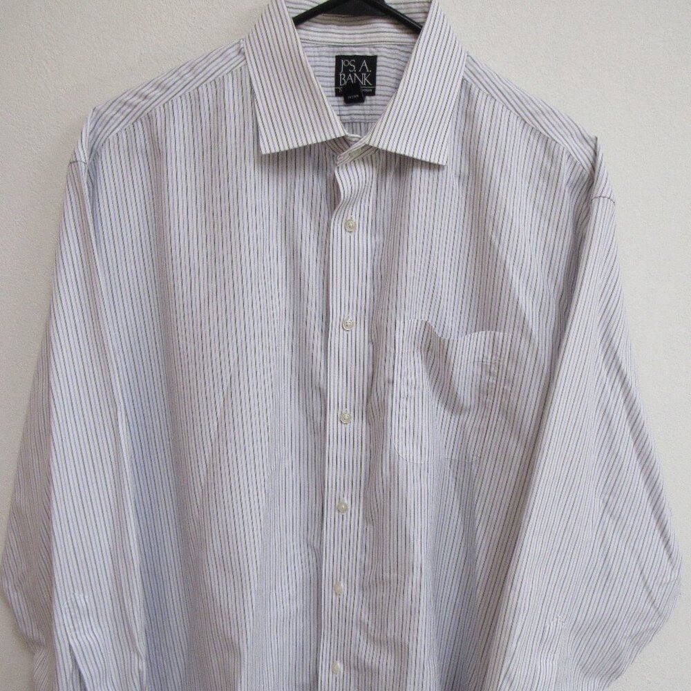 Jos A Bank‎ Traveler's Collection Multicolor Striped Long Sleeve Shirt 17.5-34